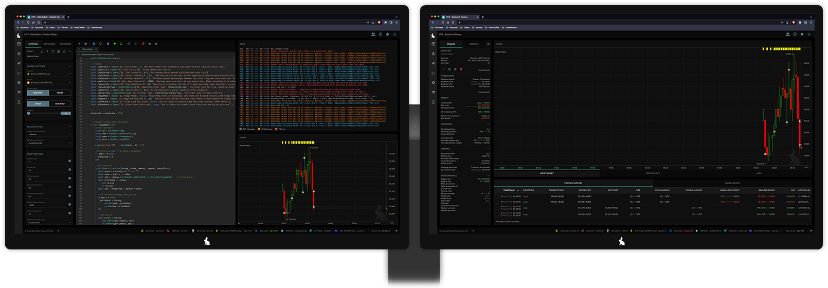 HaasScript editor and trading interface